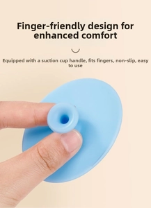 Detail of baby silicone scalp brush with suction handle for easy non-slip finger grip