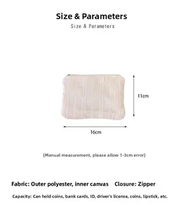 Pink quilted makeup pouch detail with polyester fabric and canvas lining 16x11cm