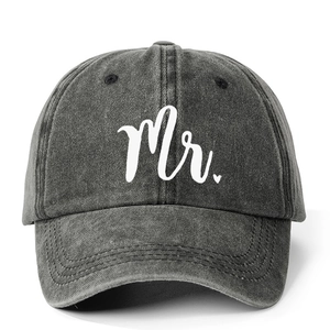 Mr Heart Print Washed Cotton Baseball Cap Adjustable Vintage Sun Protection Outdoor Casual Dad Hat