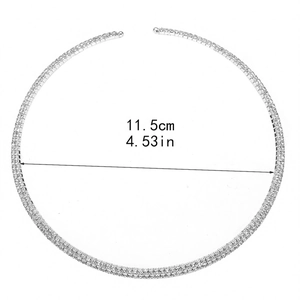 Luxury silver full rhinestone choker necklace with 11.5cm inner diameter measurement