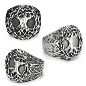 Tree Of Life Ring Stainless Steel Nordic Viking Yggdrasil Celtic Knot Retro Hip Hop Punk Jewelry For Men Women Unisex