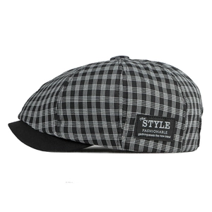 Casquette Gavroche À Carreaux Rétro Respirante Mélange Coton Polyester Chapeau Octogonal Style Britannique Vintage