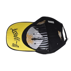 Black and yellow cotton baseball cap with Wolf-M embroidery on the inner brim