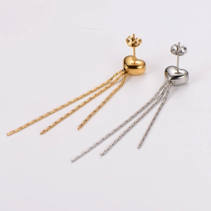 Elegant heart tassel earrings in gold and silver finishes with long hanging chains