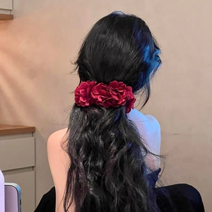 Grande Pince À Cheveux Fleur En Tissu Élégante Rose Florale Pince Crabe Pour Femmes Vacances Mer Accessoire Cheveux