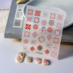 Böhmische 5D Geprägte Nagelaufkleber Selbstklebend Vintage Totem Mandala Blumen Nail Art Decals Für Damen DIY Dekoration