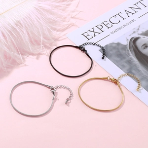 Minimalist Snake Chain Bracelet Stainless Steel 18K Gold Plated Adjustable Fashion Jewelry For Women Men Hand Jewelry