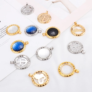 Minimalist crystal glass and resin stainless steel pendants in gold and silver plating