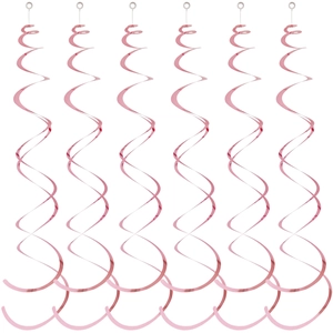 Set of 12 rose gold spiral ceiling decorations with metallic finish for party decor