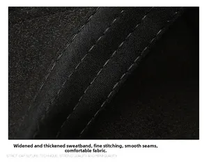 Detailed macro view of the thick sweatband and precision stitching on the winter cap