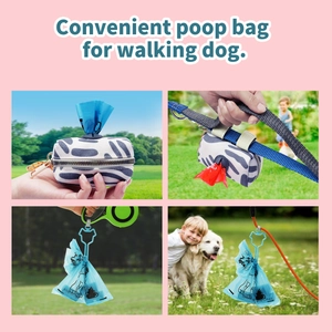 Outdoor dog poop bag dispenser set with biodegradable bags on green grass field