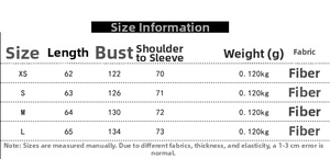 Size chart showing length, chest, and sleeve measurements for the long sleeve shirt
