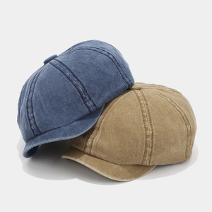 Vintage-Docker-Mütze aus gewaschener Baumwolle in Marineblau und Khaki im Retro-Stil