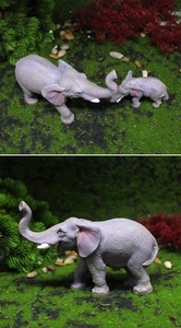 Detailed realistic elephant mother and baby garden statues with lifelike resin skin texture