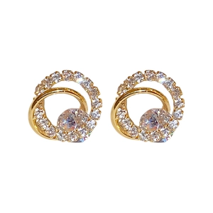 Elegant gold-plated spiral hoop earrings with sparkling cubic zirconia insets