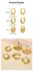 Spécifications de taille détaillées pour les boucles d'oreilles vintage plaquées or 18k