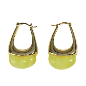 Orecchini vintage a forma di U in resina oro e verde lime per un look minimalista