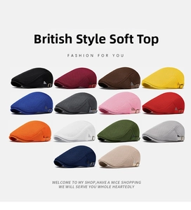 Detailed grid view of breathable mesh beret caps in 14 vibrant solid color options