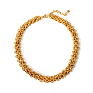 18K gold plated stainless steel mesh chain necklace with lobster clasp and extension