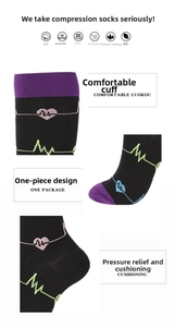 Detail view of compression socks with reinforced heel and cushioned arch support features