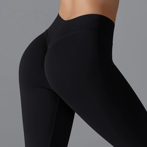 Detailansicht der nahtlosen High-Waist Yoga-Leggings mit Scrunch-Butt-Lifting-Effekt