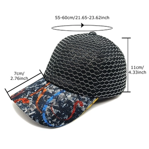 Summer women's lace mesh baseball cap with colorful graffiti brim and size chart