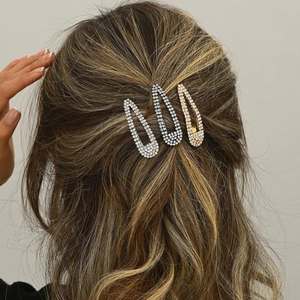 Rhinestone Water Drop Metal BB Hair Clip Shimmering Minimalist Side Barrettes For Women Hair Accessories