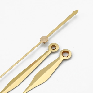 Polished gold aluminum clock hands set including hour minute and second pointers