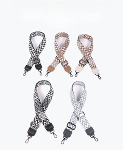 Collection of 38mm wide woven shoulder straps with ethnic patterns and metal buckles