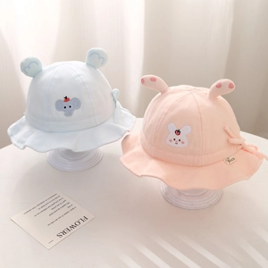 Cotton baby sun hats with animal ears and cute embroidery for spring and summer wear