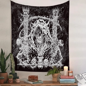 Tentures murales gothiques avec crâne à capuche pour décoration de chambre moderne
