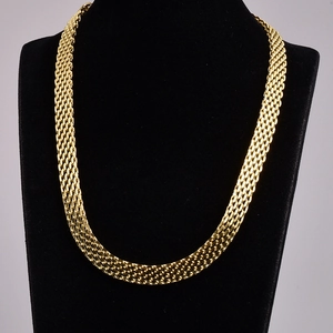 Collana Choker In Maglia Intrecciata Placcata Oro 18K Acciaio Inossidabile 316L Piatta Larga Catena Clavicvola Gioielli Per Donna