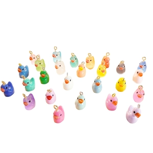 Colorful luminous resin duck pendants with metal hooks for DIY jewelry making