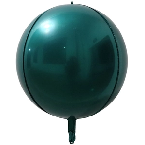 Detail of dark green metallic 4D foil balloon with professional self-sealing valve