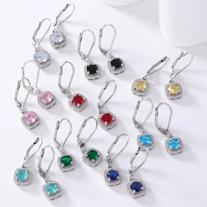 Elegant Round Zirconia Halo Drop Earrings For Women Fashion Copper Cubic Zirconia Leverback Dangle Earrings Shiny Jewelry