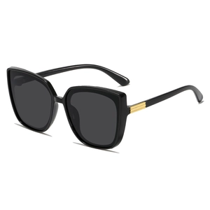 Chic butterfly square sunglasses with black frames and gold accents in 45-degree view
