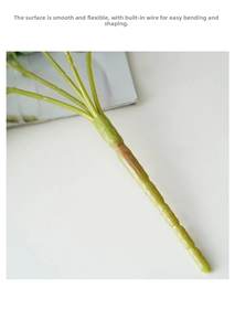 Detail of flexible green plant stem with internal wire for adjustable floral shaping