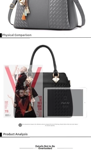 Detailed comparison of woven leather handbag size versus an iPad and magazine