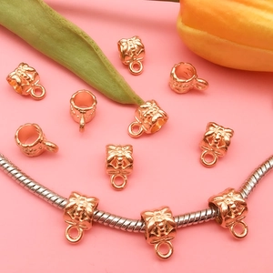 Golden KC gold metal spacer bead pendants for DIY jewelry making and necklace design