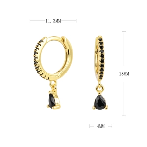 Detailed view of S925 sterling silver drop earrings with dimensions of 18mm height