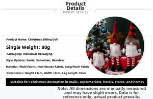 Detailed view of Christmas faceless dolls showing 29cm size and plush fabric texture