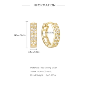 Detailed size and material info for S925 sterling silver square hoop earrings with zirconia