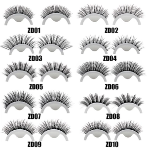Set of 10 styles self-adhesive reusable false eyelashes in various natural dense designs