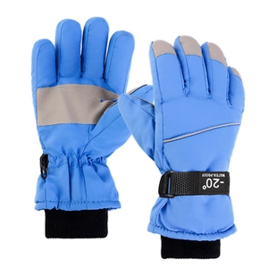 Waterproof children's ski gloves in blue with non-slip palms and -20°C insulation