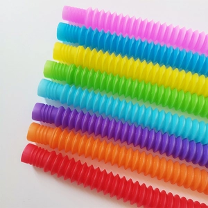 Colorful stretchable pop tubes sensory toys for stress relief in vibrant rainbow colors