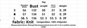 Detailed size guide table for women's hollow knit cover up including S M L measurements