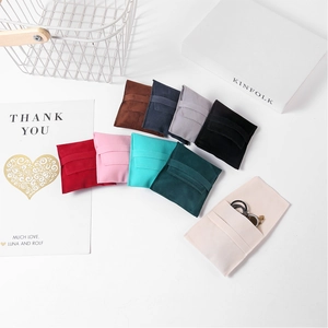 Square velvet jewelry pouches in multiple colors for rings and small accessories