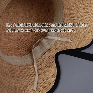Faltbarer Raffia-Strohhut mit innenliegendem verstellbarem Kordelzug und Schweißband
