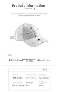 Tabella taglie dettagliata per cappello parasole con tesa di 8cm e regolazione