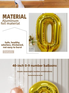 Macro detail of number 0 aluminum foil balloon showing durable anti-explosion material